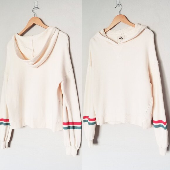 Madewell MWL Airyterry Hoodie Sweatshirt: Stripe-Sleeve Edition Small Cotton $80 - Picture 16 of 16